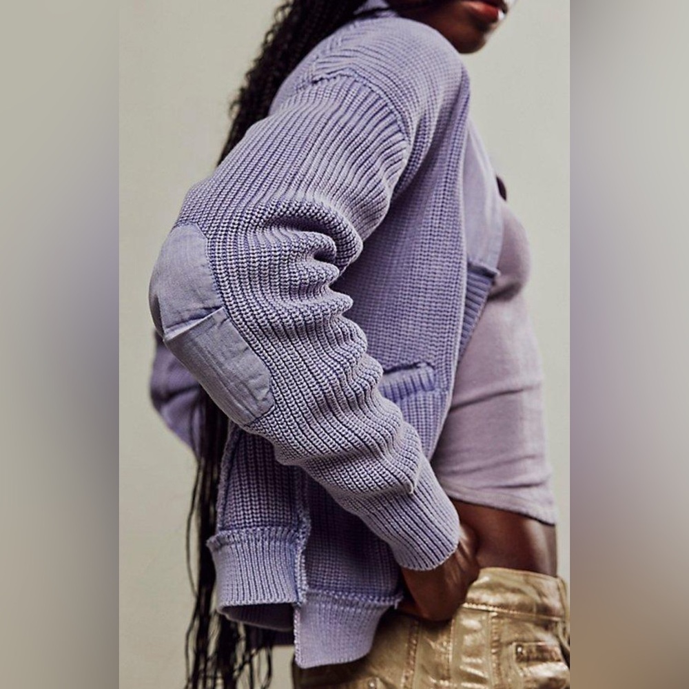 Free People We The Free Worn Thru Surplus Cardi Sweater Heavenly Lavender XL nwt - Picture 3 of 8